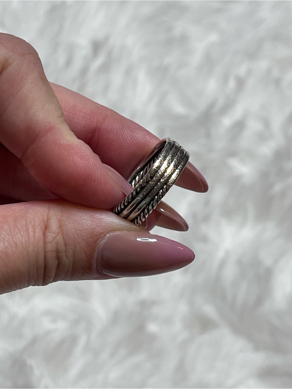 David Yurman Sterling Silver X Crossover band with Diamonds - Picture 7 of 8